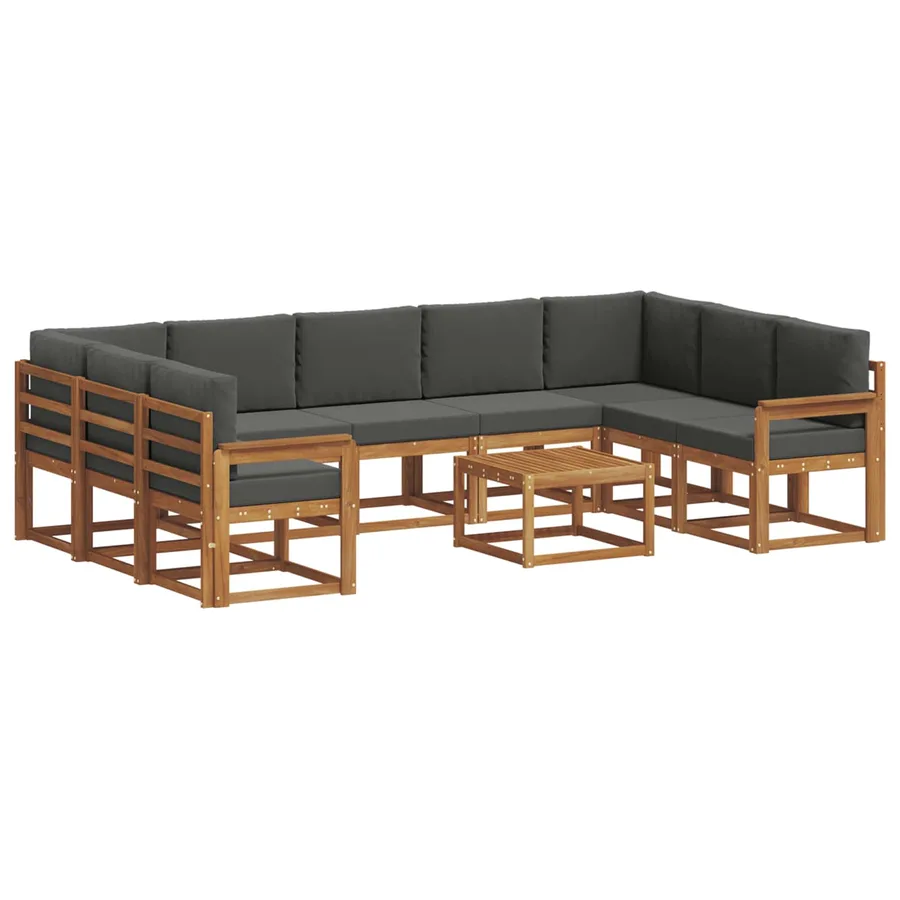 Ensemble de canapés d'extérieur 10 pcs Naturel et Anthracite - 2