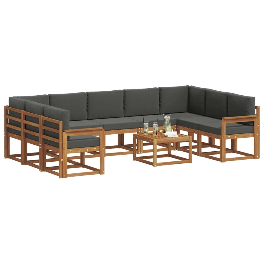 Ensemble de canapés d'extérieur 10 pcs Naturel et Anthracite - 3