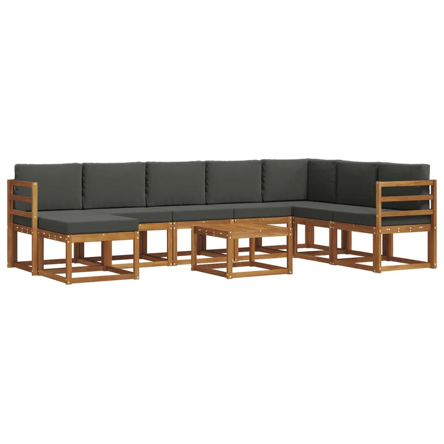 Ensemble de canapés d'extérieur 9 pcs Naturel et Anthracite - 2