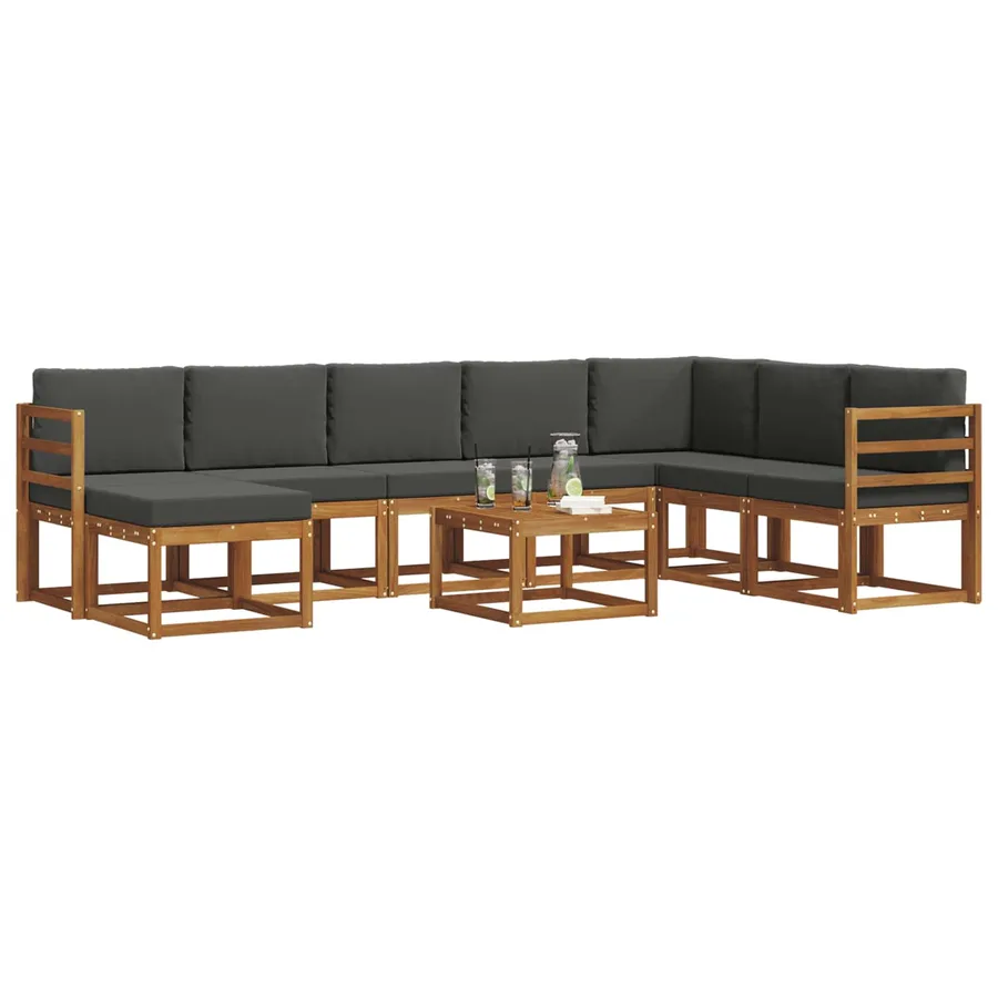 Ensemble de canapés d'extérieur 9 pcs Naturel et Anthracite - 3