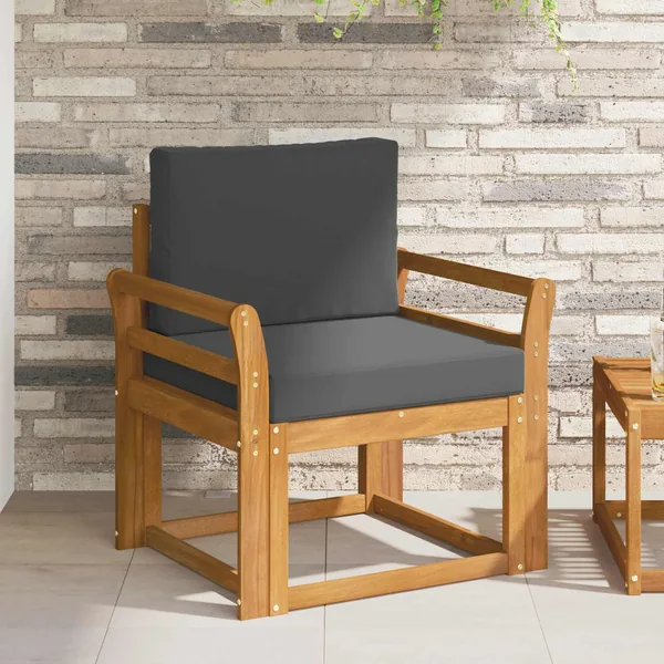 Canapé d’extérieur Bois d'acacia massif et polyester Naturel