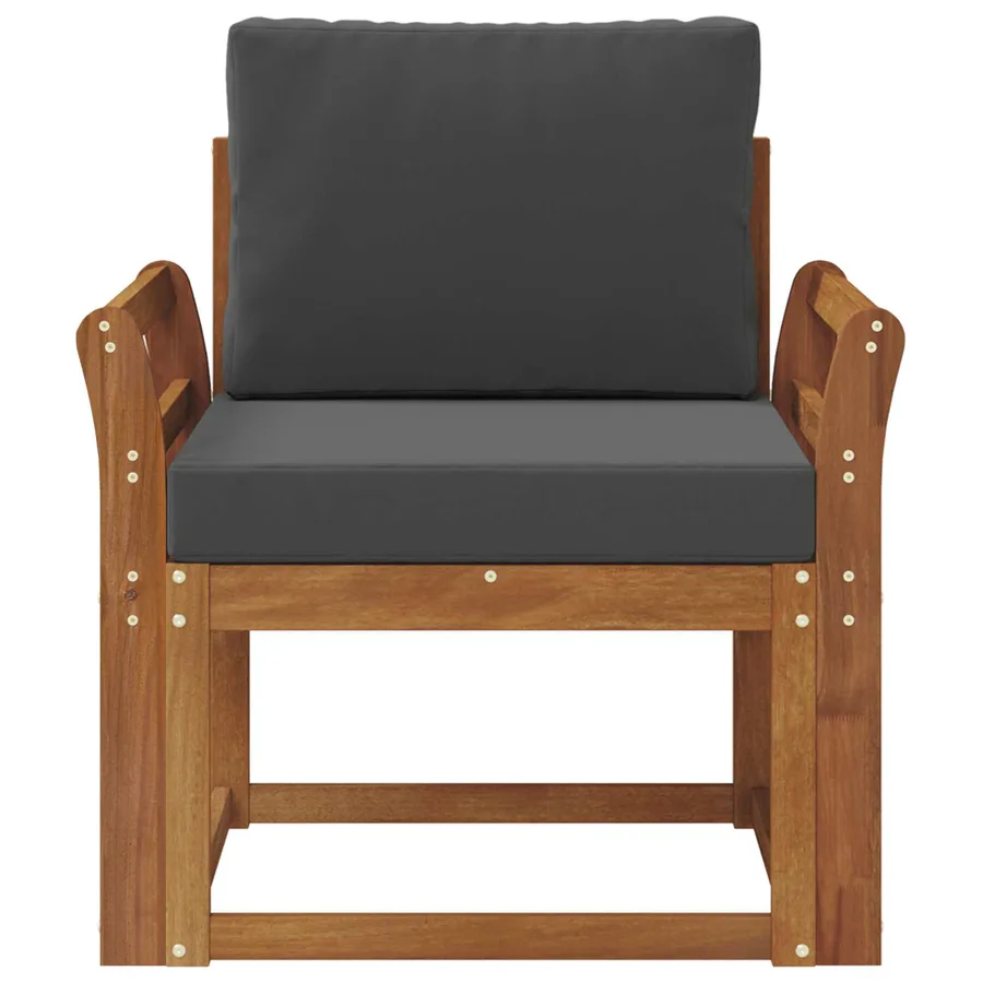 Canapé d’extérieur Bois d'acacia massif et polyester Naturel - 3