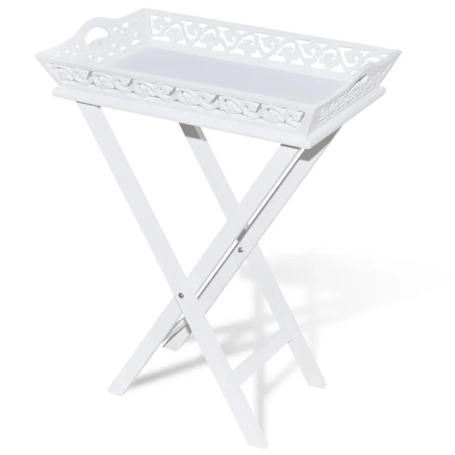 Table d'appoint avec plateau Blanc - 2