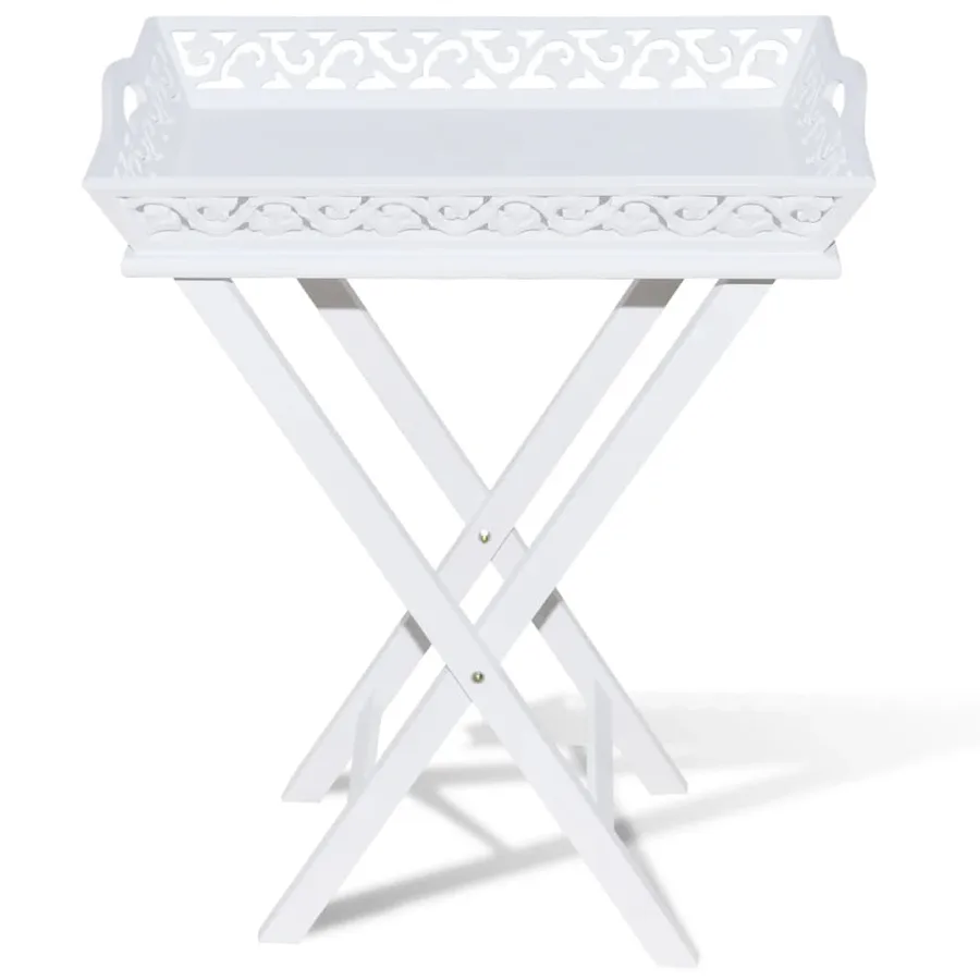 Table d'appoint avec plateau Blanc - 3