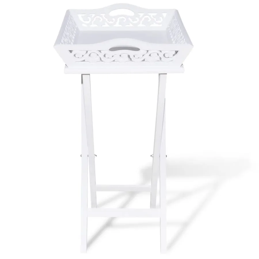 Table d'appoint avec plateau Blanc - 5