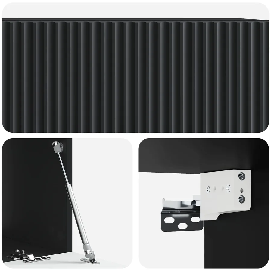 Meuble TV mural Noir 78,5 x 41 x 30 cm Bois d'ingénierie - 9
