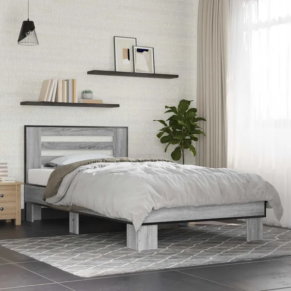 Cadre de lit avec tête de lit Sonoma gris 80 x 200 cm