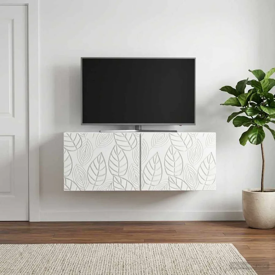 Meuble TV mural 78,5 x 31 cm Blanc Bois d'ingénierie - 3