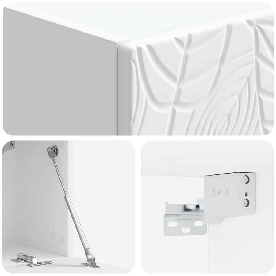 Meuble TV mural 78,5 x 31 cm Blanc Bois d'ingénierie - 8