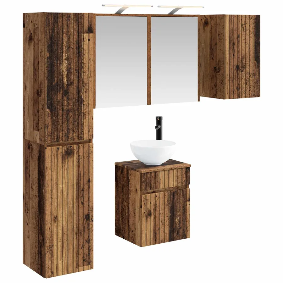 Ensemble d'armoire de salle de bain 5 pcs Bois ancien - 2