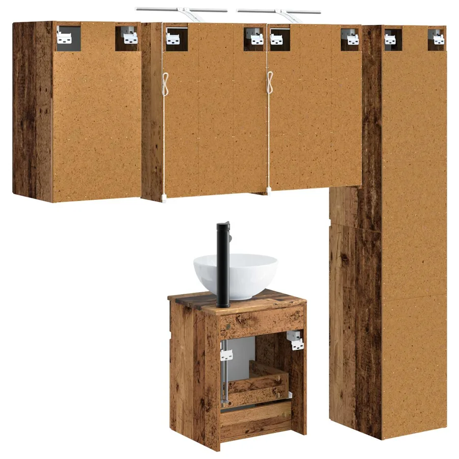 Ensemble d'armoire de salle de bain 5 pcs Bois ancien - 9