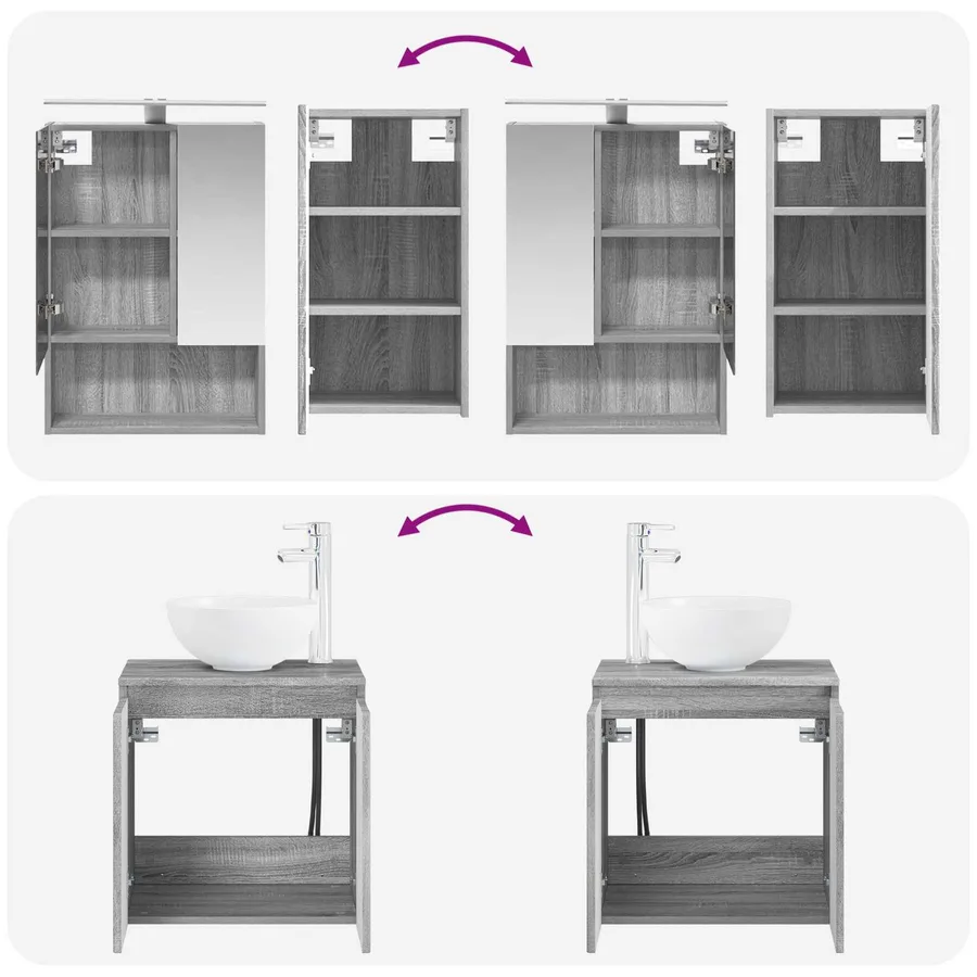 Ensemble d'armoire de salle de bain 5 pcs Sonoma gris - 14