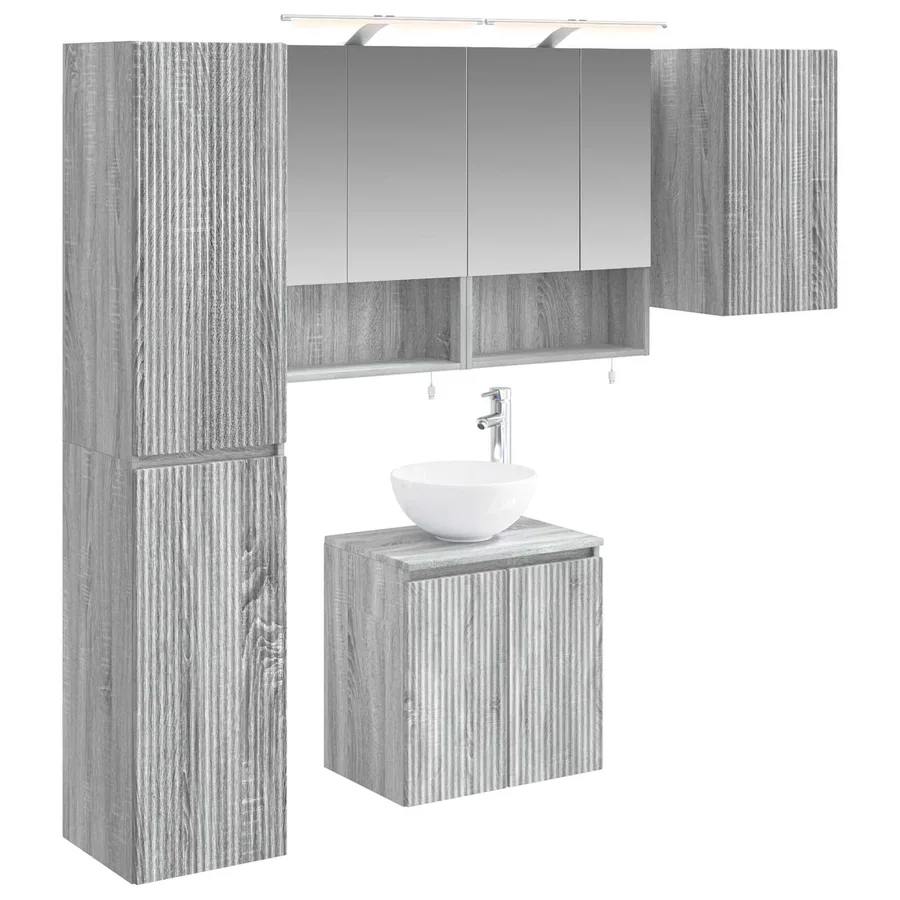 Ensemble d'armoire de salle de bain 5 pcs Sonoma gris - 2
