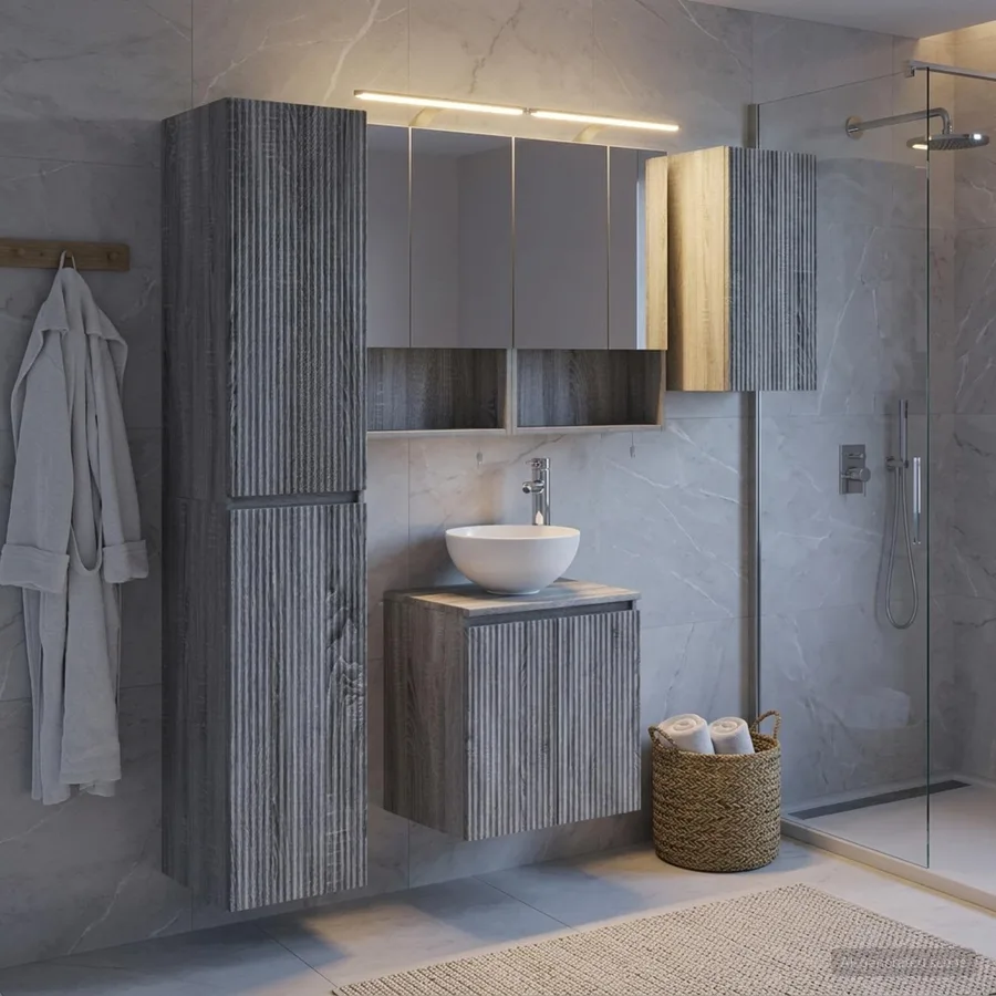 Ensemble d'armoire de salle de bain 5 pcs Sonoma gris - 4