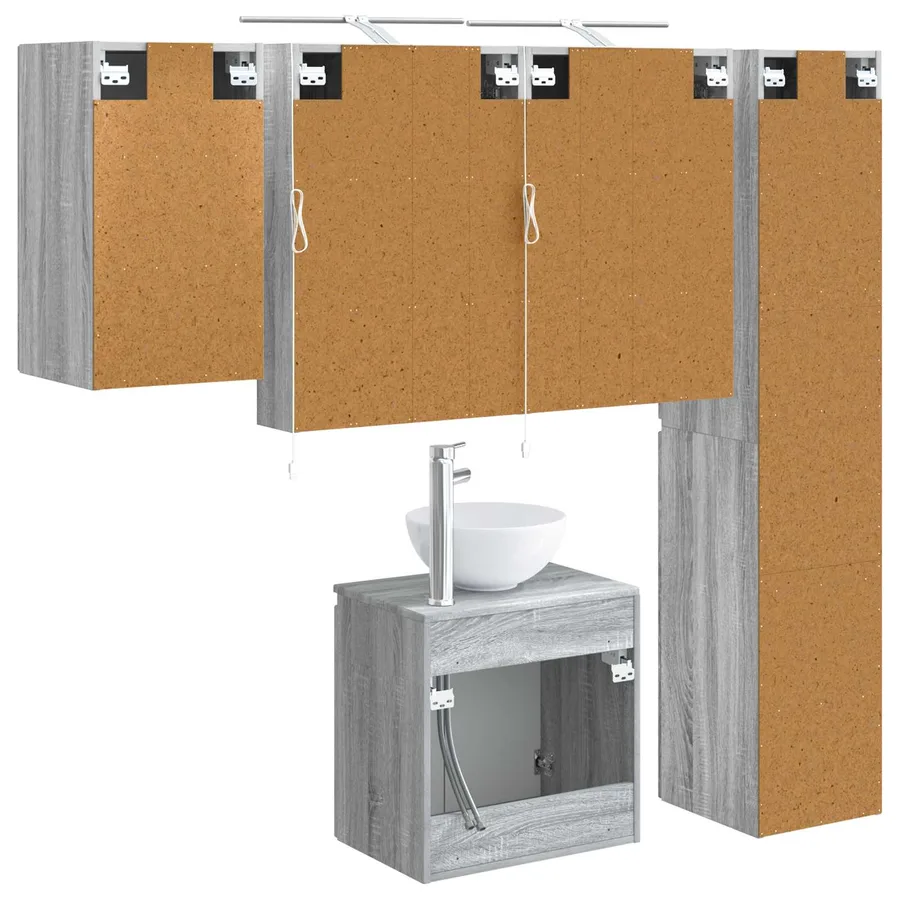 Ensemble d'armoire de salle de bain 5 pcs Sonoma gris - 9