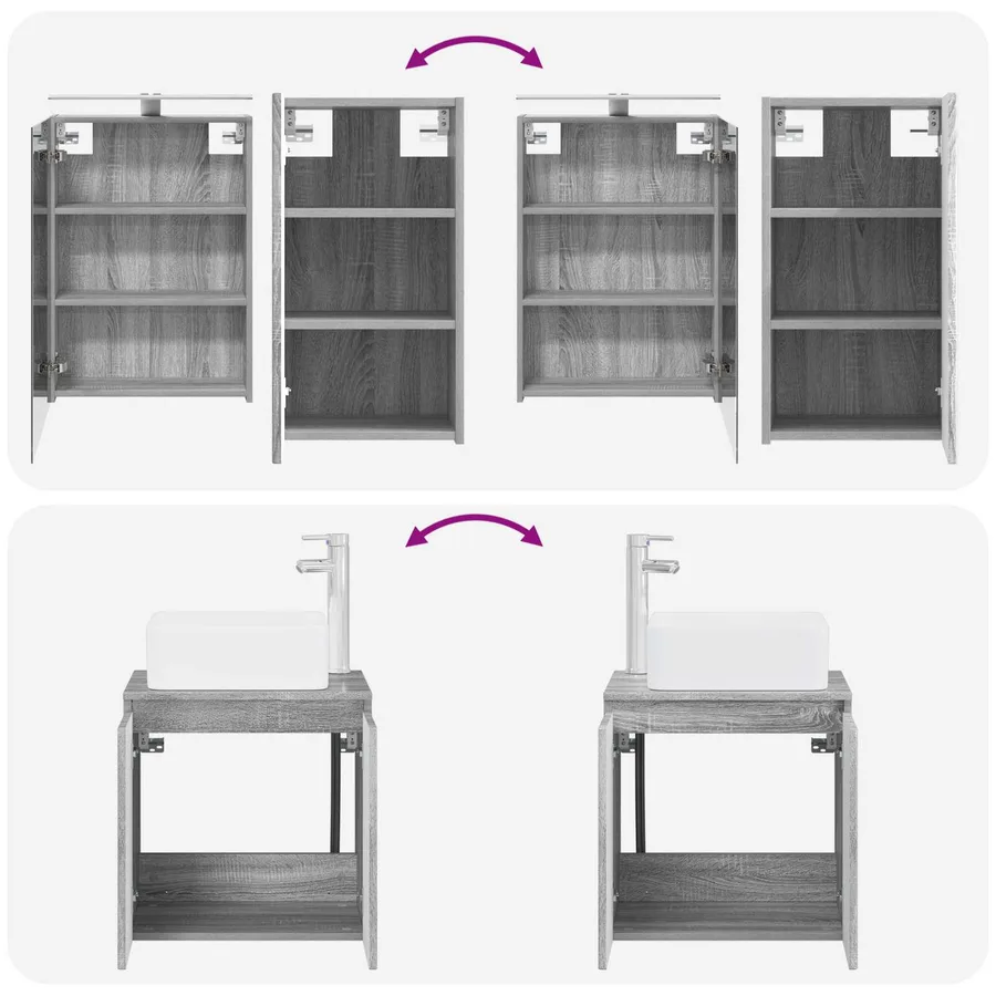 Ensemble d'armoire de salle de bain 5 pcs Sonoma gris - 14