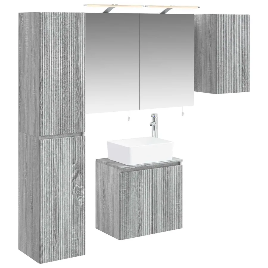 Ensemble d'armoire de salle de bain 5 pcs Sonoma gris - 2