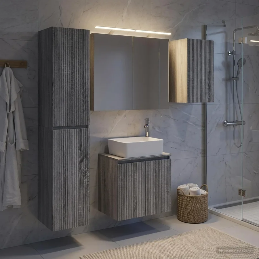 Ensemble d'armoire de salle de bain 5 pcs Sonoma gris - 4