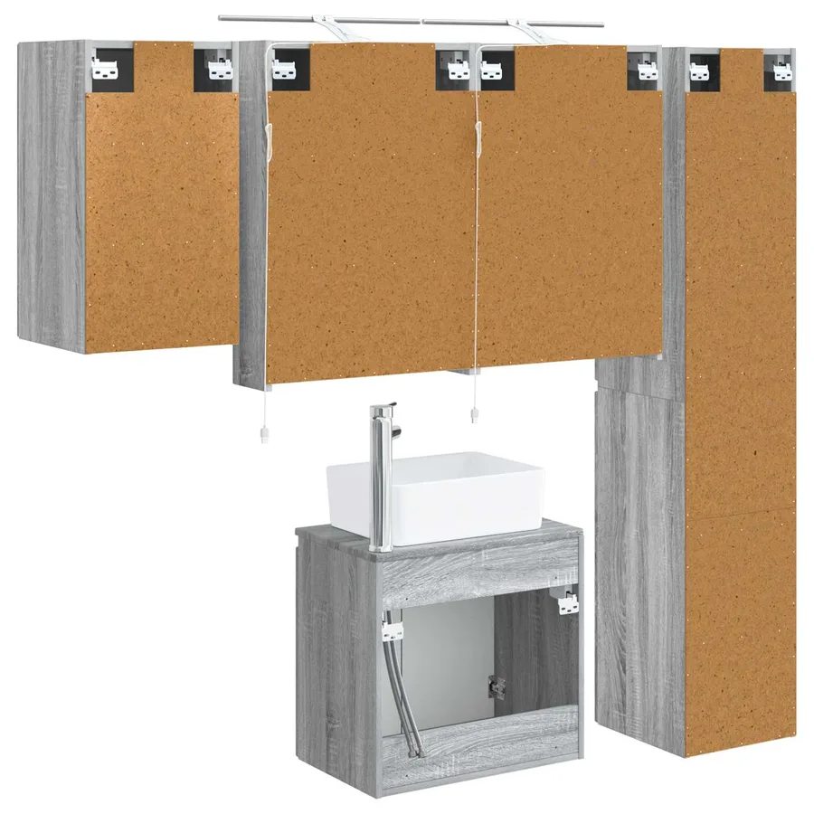 Ensemble d'armoire de salle de bain 5 pcs Sonoma gris - 9