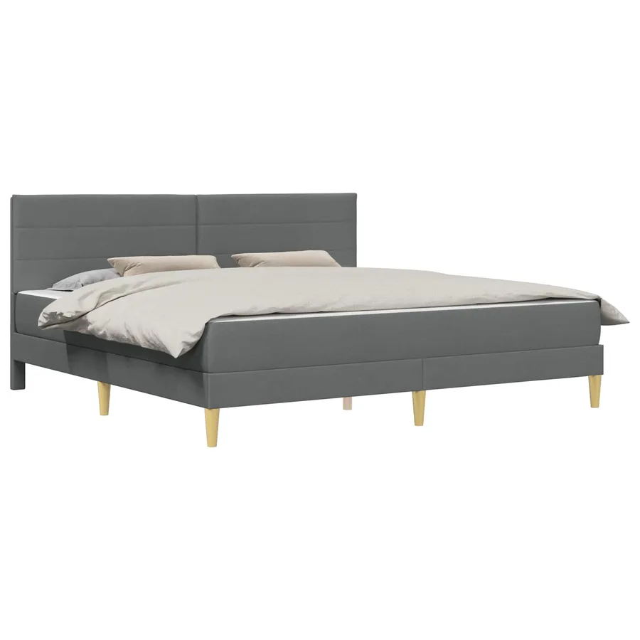 Cadre de lit Gris foncé 200 x 200 cm Polyester - 2