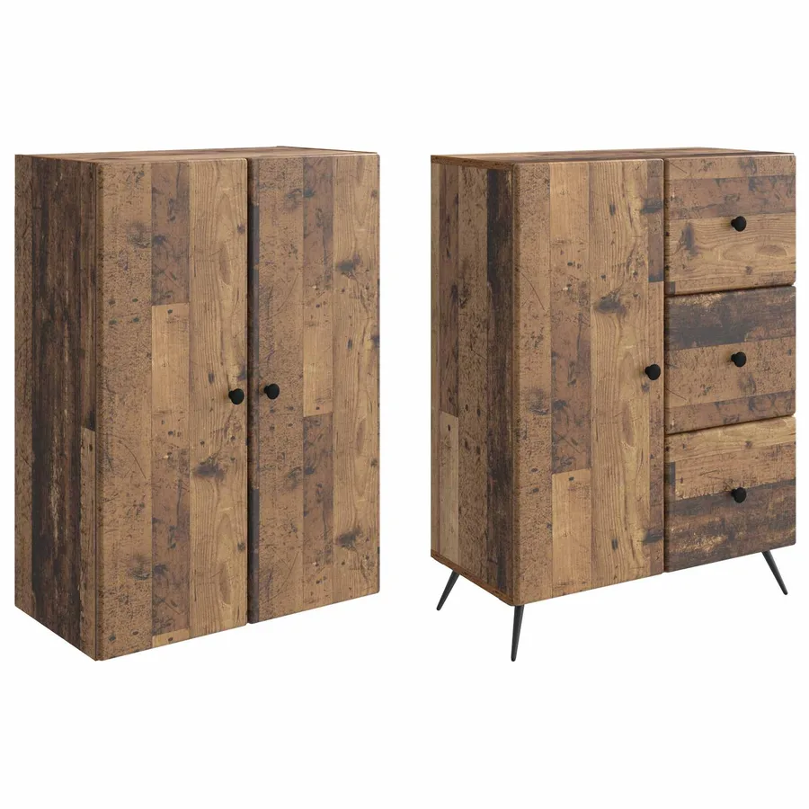 Ensemble de Meubles 2 pcs Bois ancien Bois d'ingénierie - 4