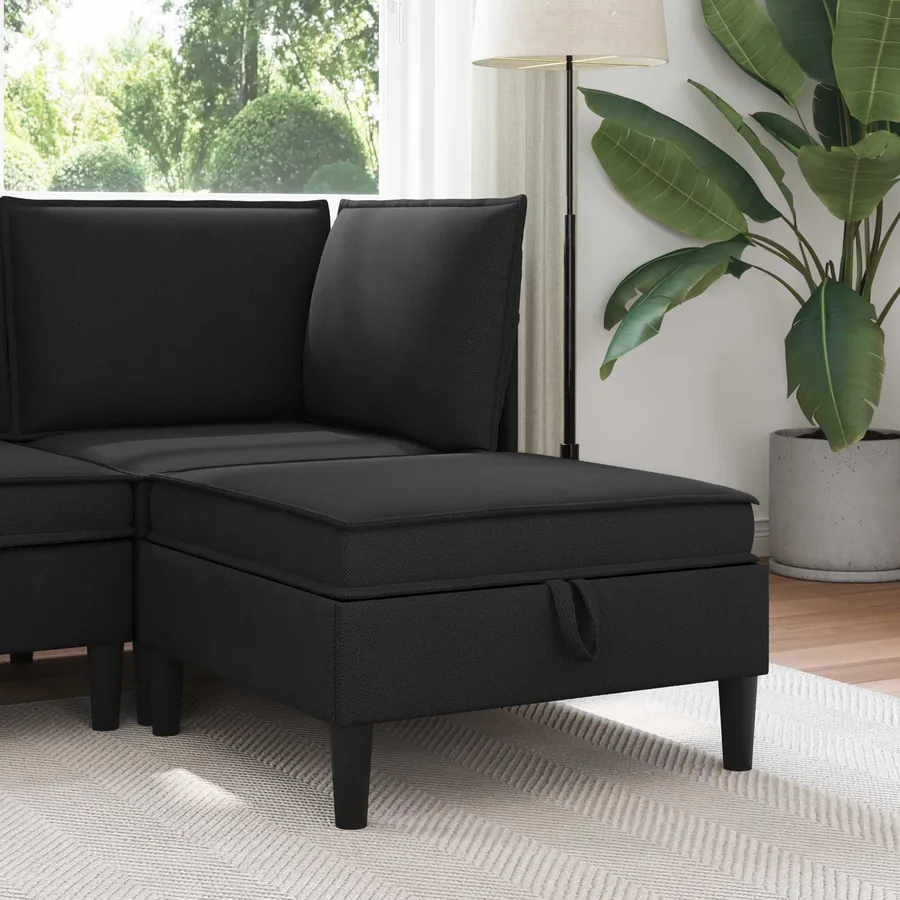 Pouf avec Rangement Noir Velours