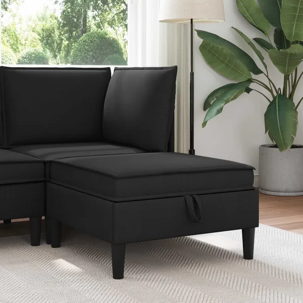 Pouf avec Rangement Noir Velours