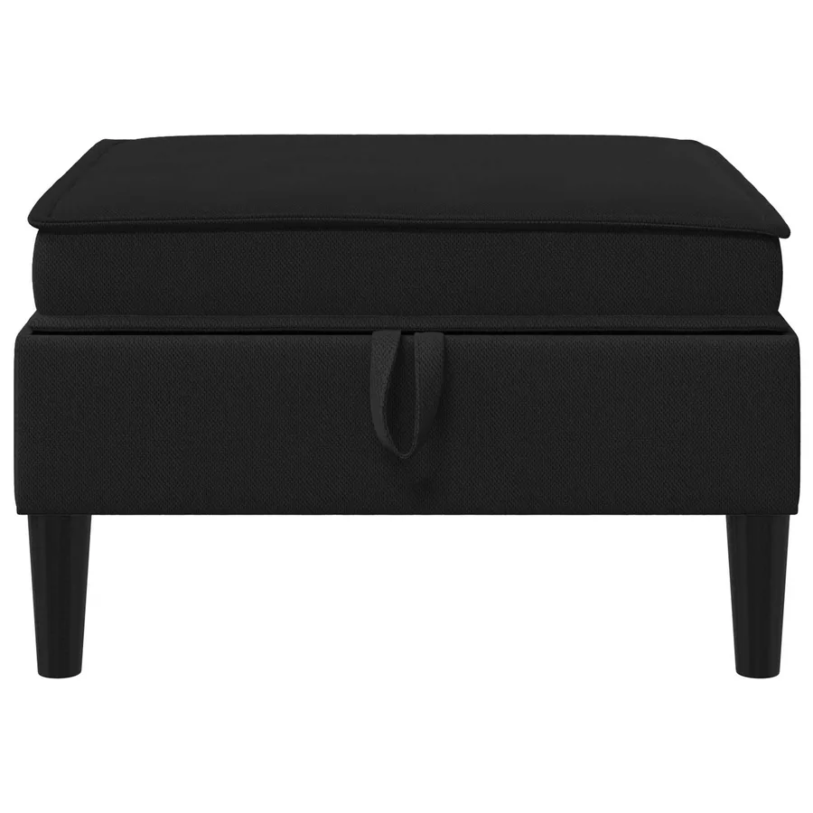 Pouf avec Rangement Noir Velours - 4