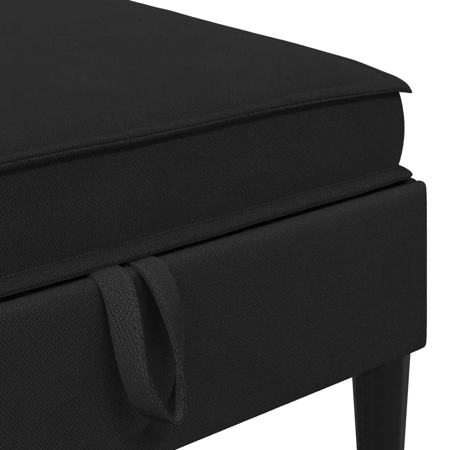 Pouf avec Rangement Noir Velours - 7