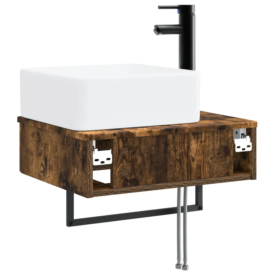 Basin de lavage mural Chêne fumé 50 x 41 x 39 cm - 5