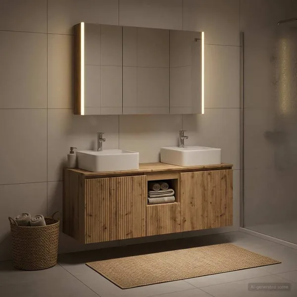 Ensemble d'armoire de salle de bain 4 pc Chêne artisanal
