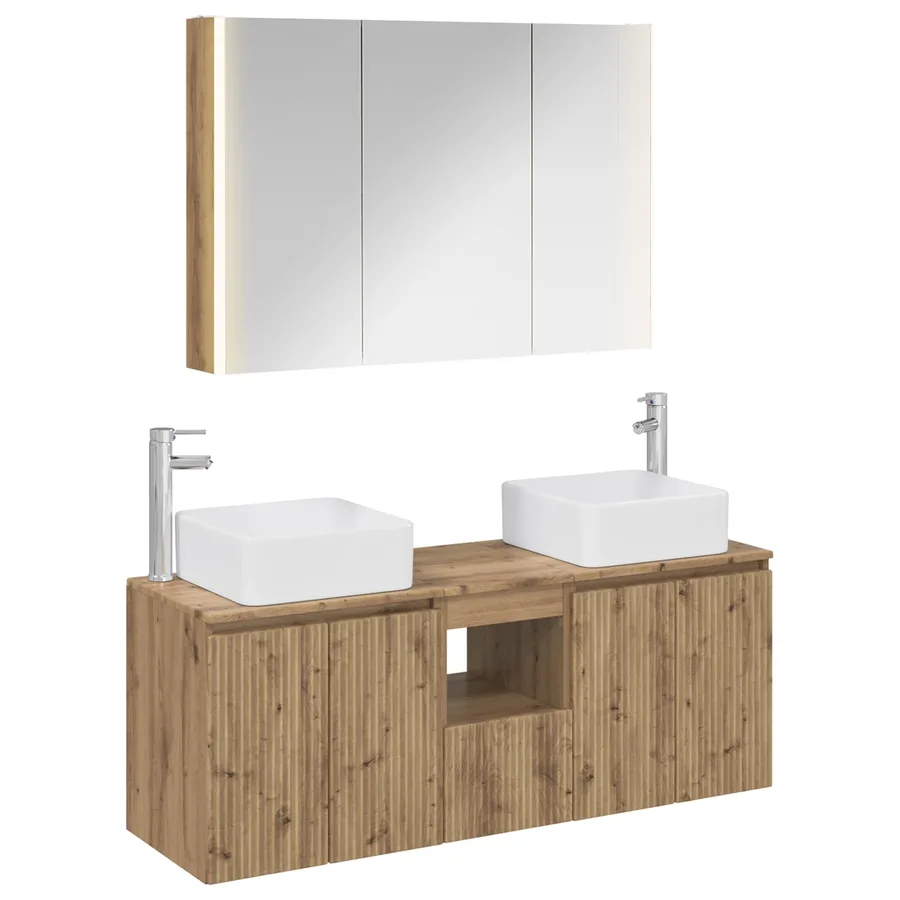 Ensemble d'armoire de salle de bain 4 pc Chêne artisanal - 2