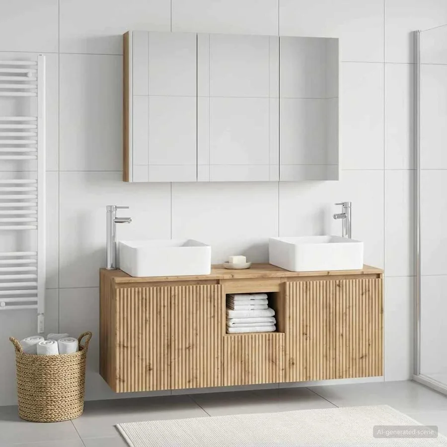 Ensemble d'armoire de salle de bain 4 pc Chêne artisanal - 4