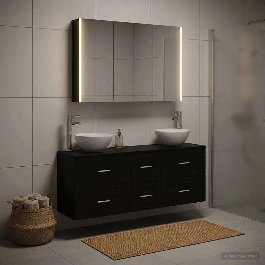 Ensemble de mobilier de salle de bain 4 pcs Chêne noir