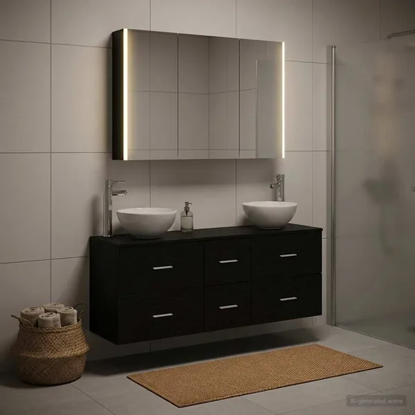 Ensemble de mobilier de salle de bain 4 pcs Chêne noir