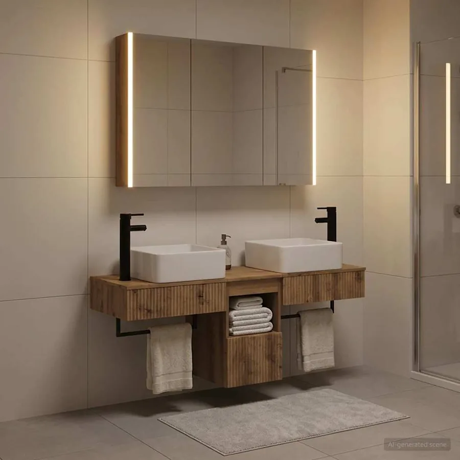 Ensemble d'armoire de salle de bain 4 pc Chêne artisanal