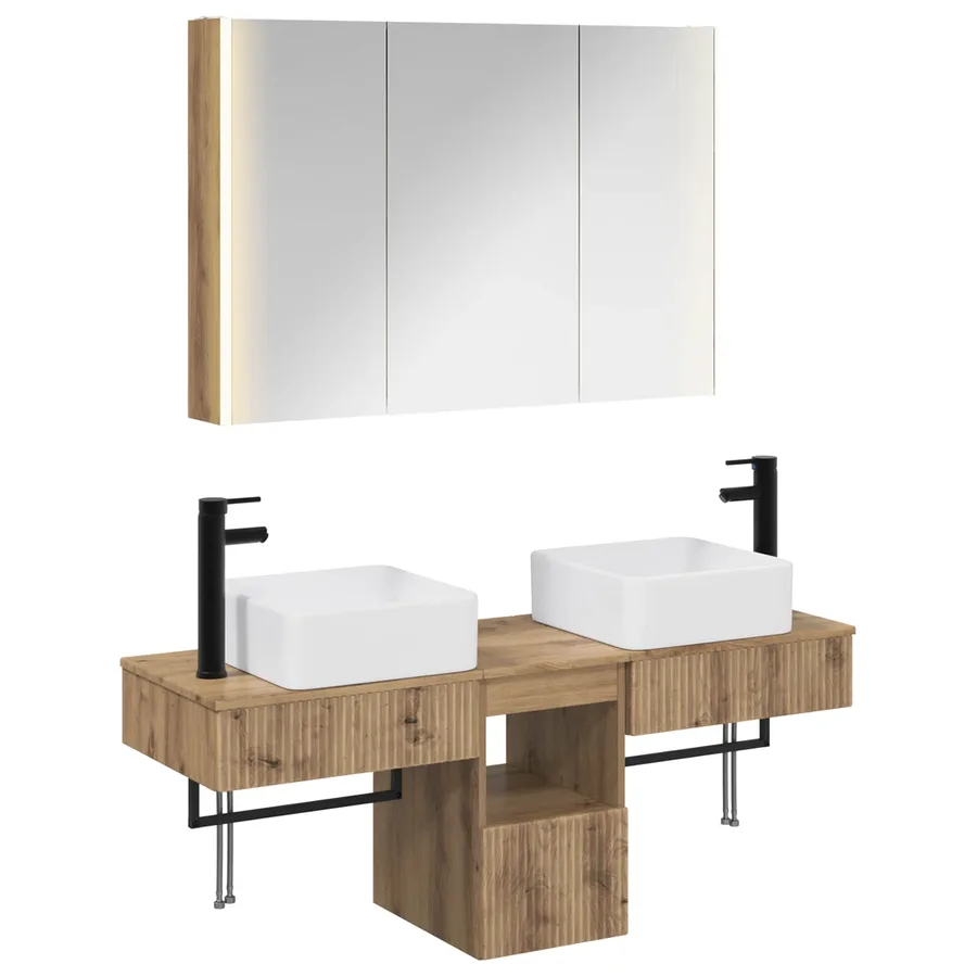Ensemble d'armoire de salle de bain 4 pc Chêne artisanal - 2