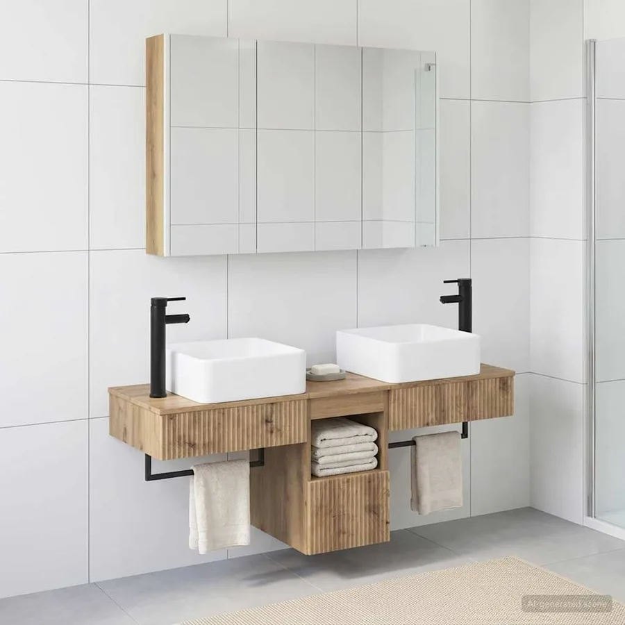 Ensemble d'armoire de salle de bain 4 pc Chêne artisanal - 4