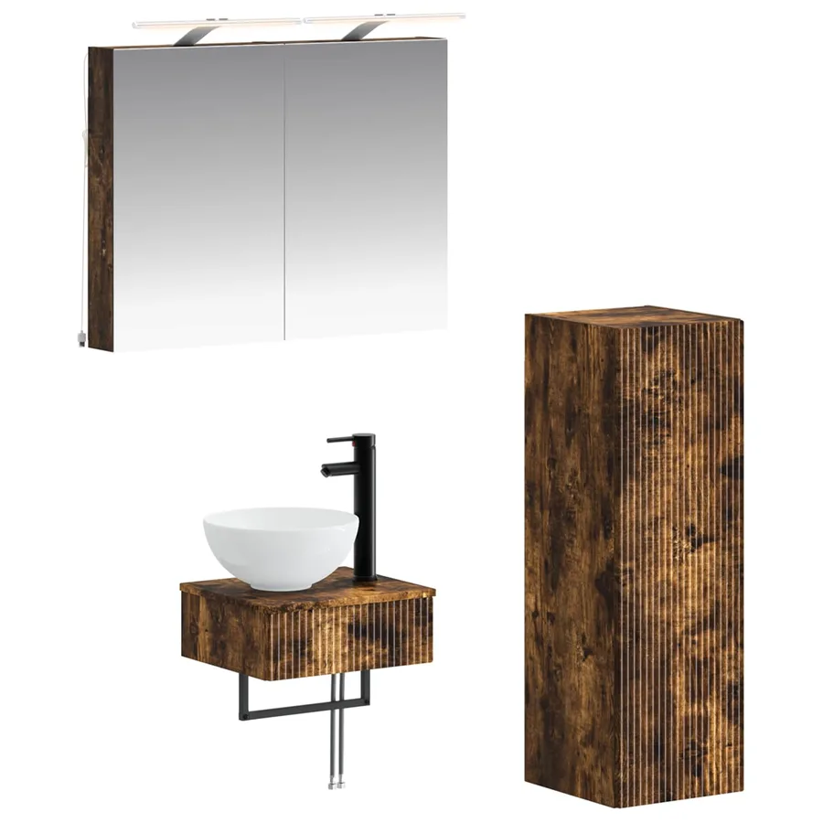 Ensemble d'armoire de salle de bain 4 pcs Chêne fumé - 2