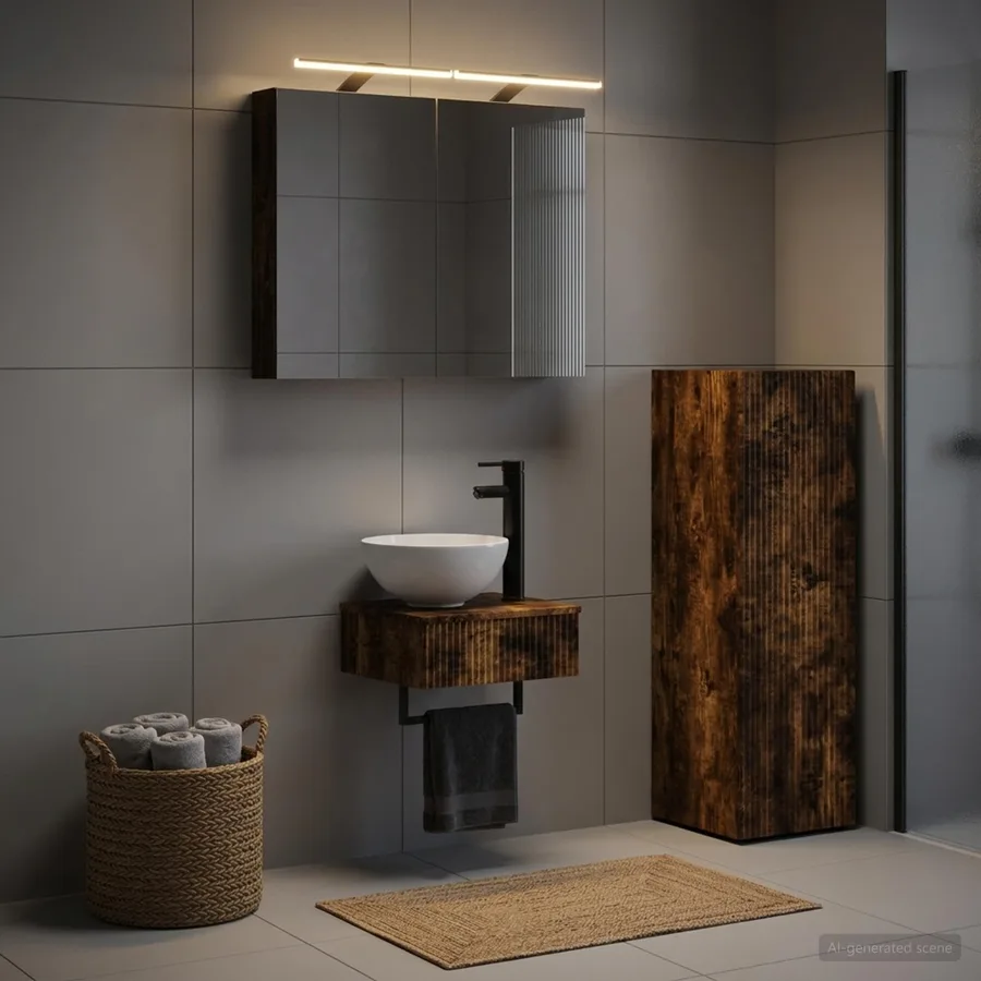 Ensemble d'armoire de salle de bain 4 pcs Chêne fumé - 4