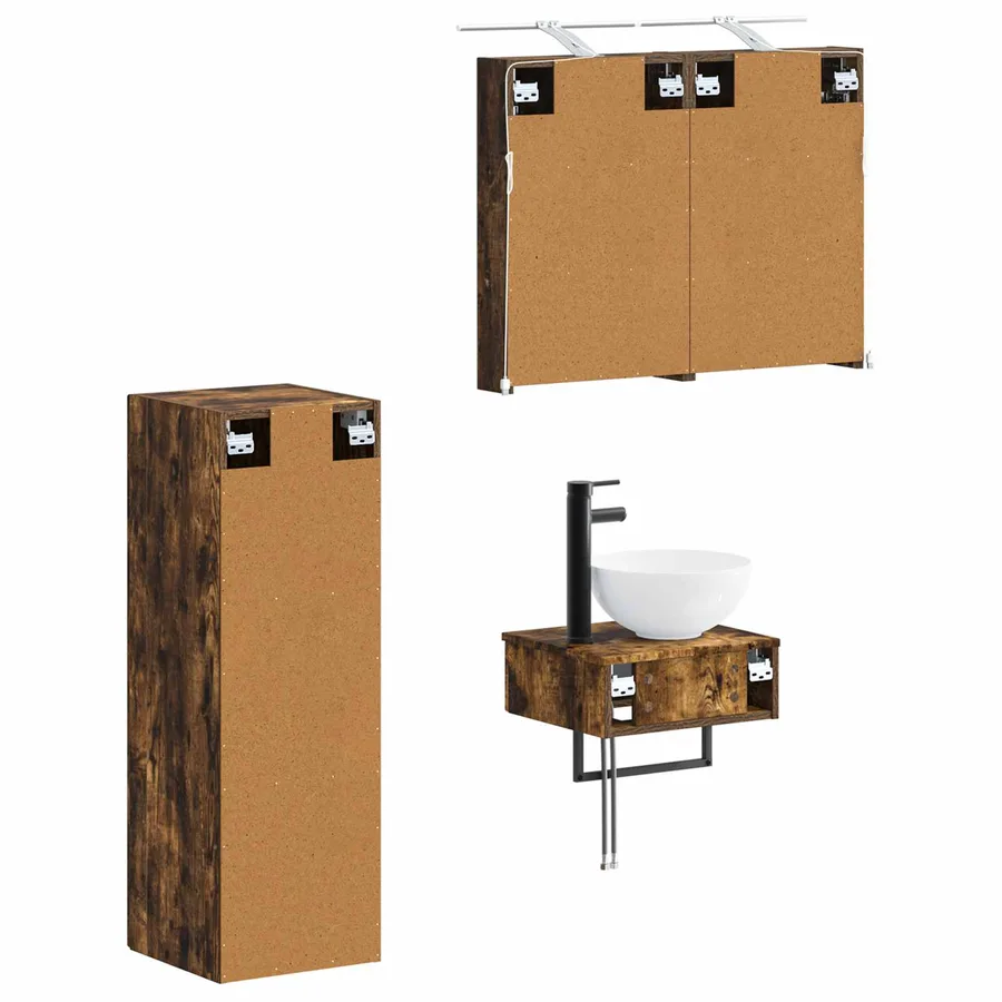 Ensemble d'armoire de salle de bain 4 pcs Chêne fumé - 5
