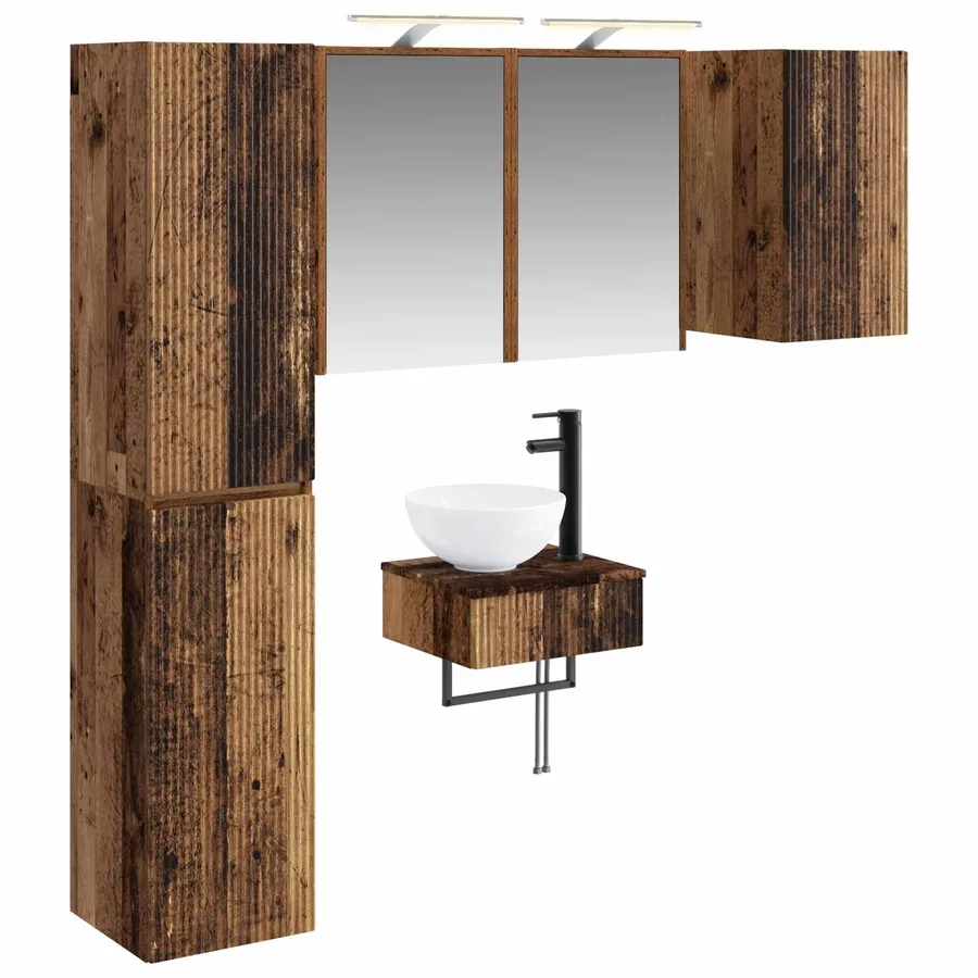 Ensemble de mobilier de salle de bain 5 pcs Bois ancien - 2