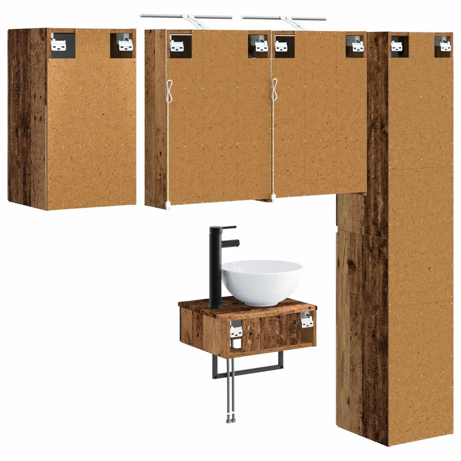 Ensemble de mobilier de salle de bain 5 pcs Bois ancien - 9