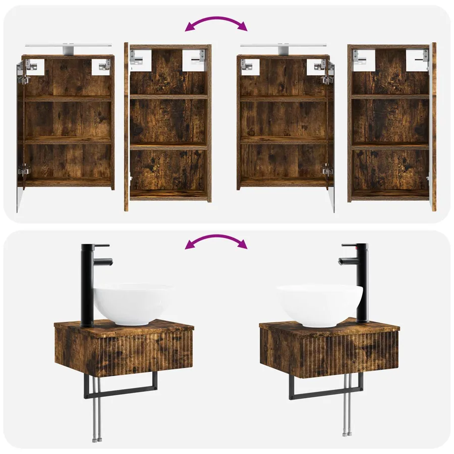 Ensemble de mobilier de salle de bain 5 pcs Chêne fumé - 14