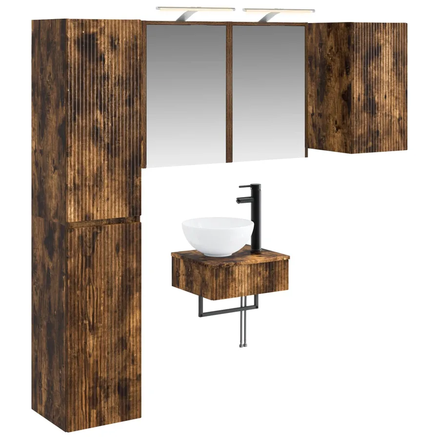Ensemble de mobilier de salle de bain 5 pcs Chêne fumé - 2