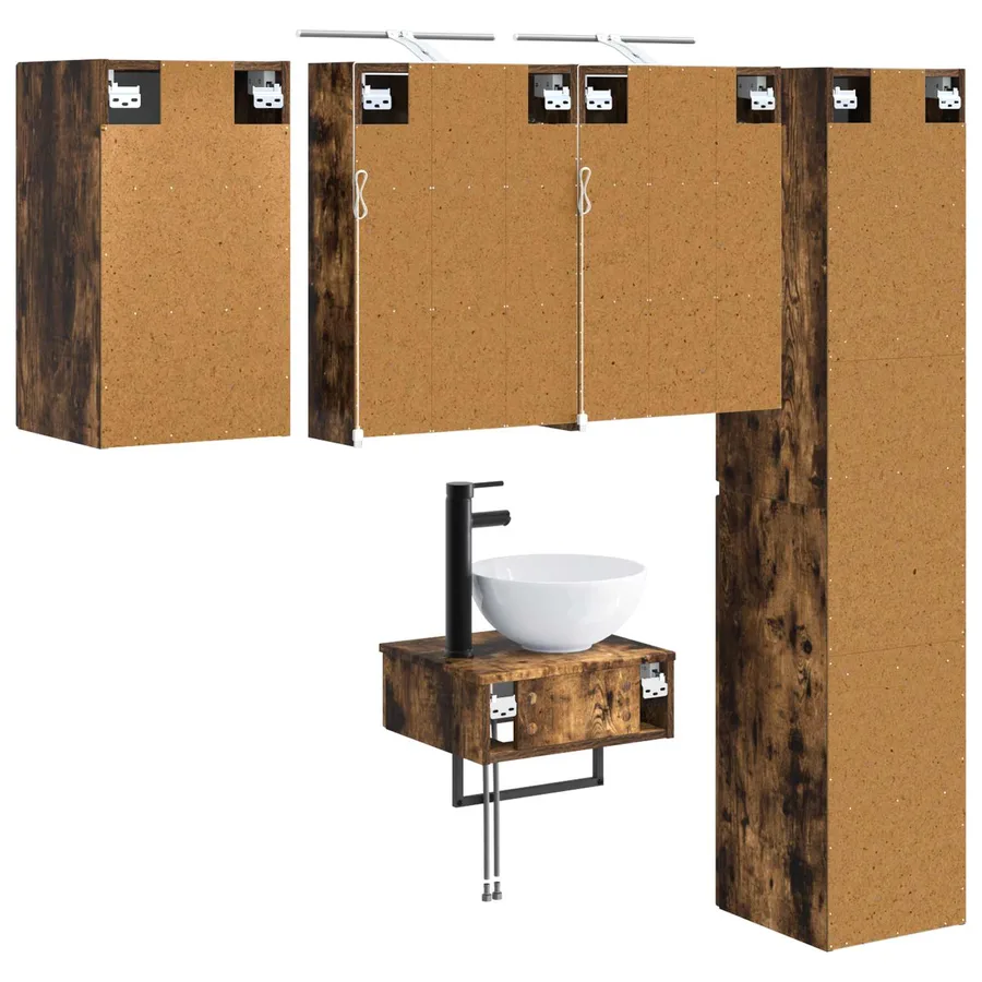 Ensemble de mobilier de salle de bain 5 pcs Chêne fumé - 9