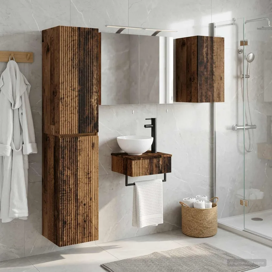Ensemble de mobilier de salle de bain 5 pcs Bois ancien