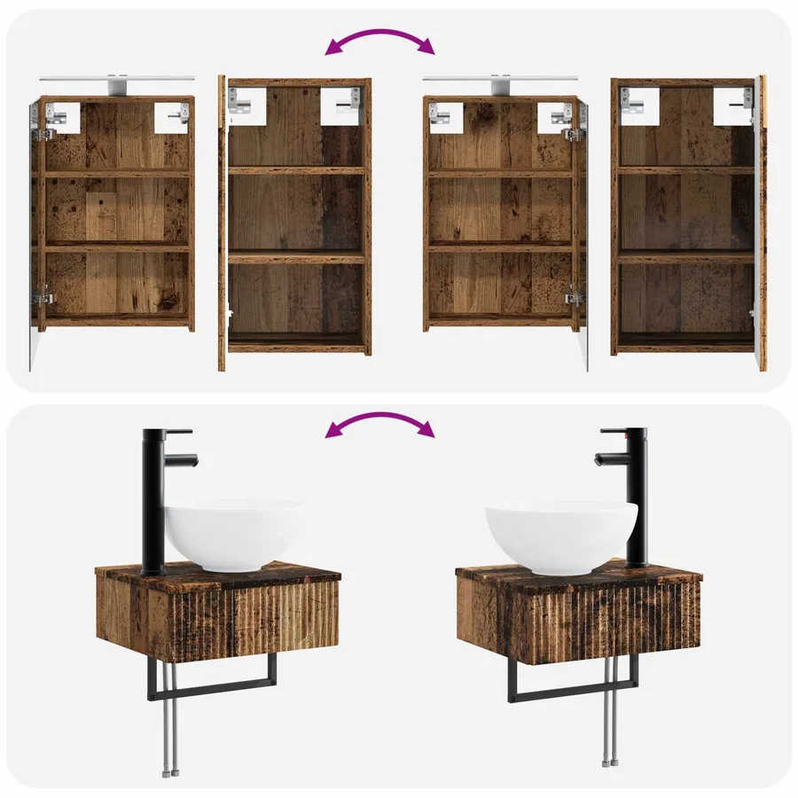 Ensemble de mobilier de salle de bain 5 pcs Bois ancien - 14