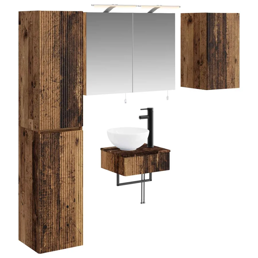 Ensemble de mobilier de salle de bain 5 pcs Bois ancien - 2