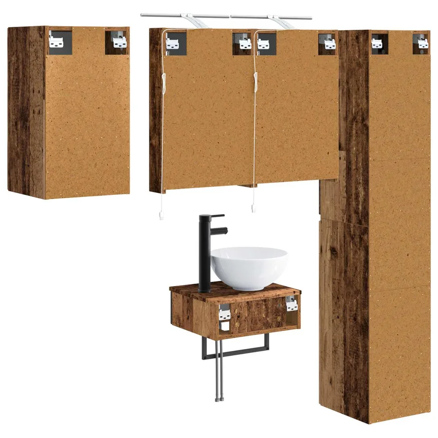 Ensemble de mobilier de salle de bain 5 pcs Bois ancien - 9